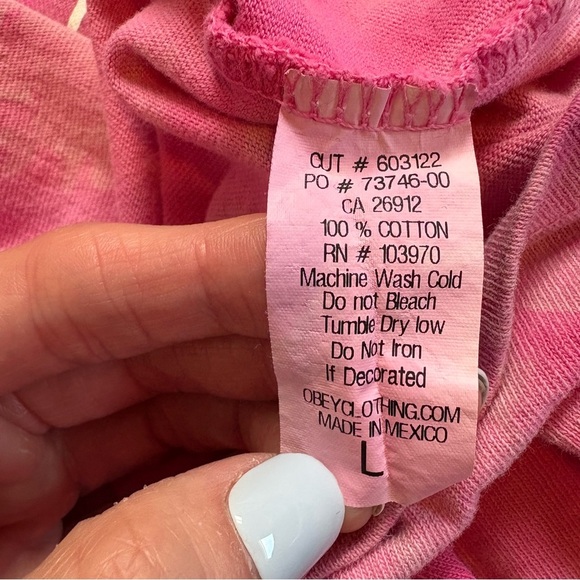 OBEY Graphic Tee Shirt Short Sleeve Pink Large - Picture 7 of 9